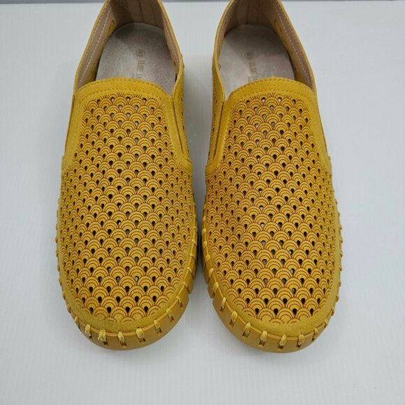 NEW Ilse Jacobsen Tulip 140 Sneaker Women EU 43 Yellow Slip On Travel Minimalist - Picture 5 of 13
